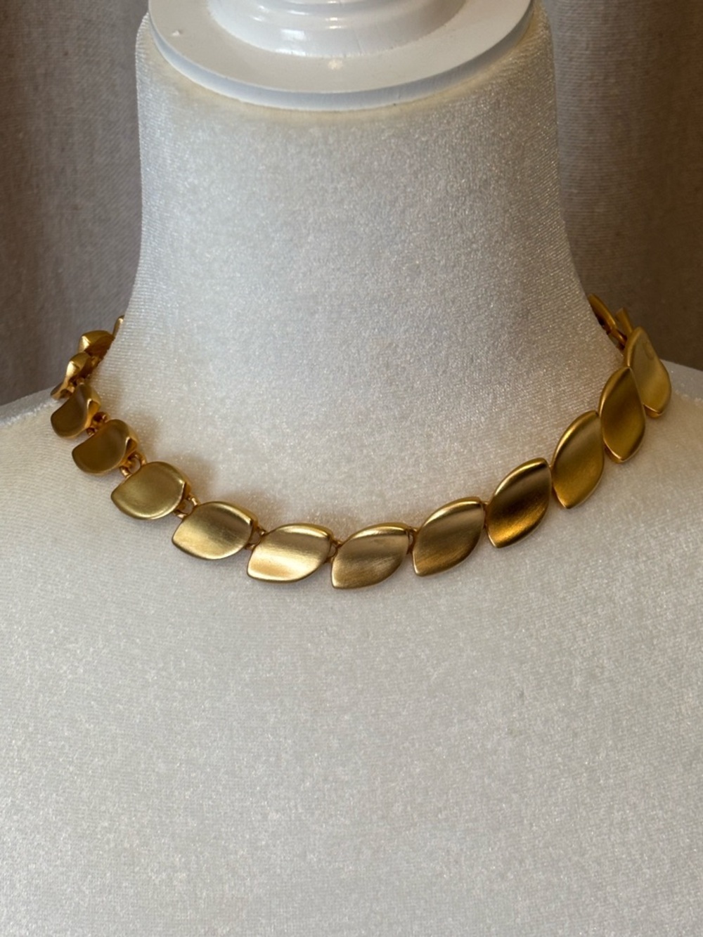 Vintage Monet Brushed Gold Tone Collar Necklace